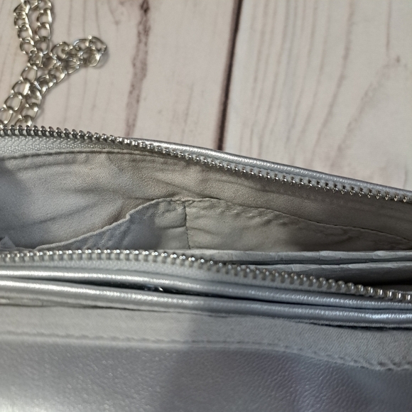 STEVE MADDEN BGLAMY Sequin Clutch Silver Shoulder Crossbody Bag Party - Picture 8 of 12